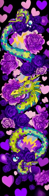 Free dragon bookmark featuring a green dragon in purple tones